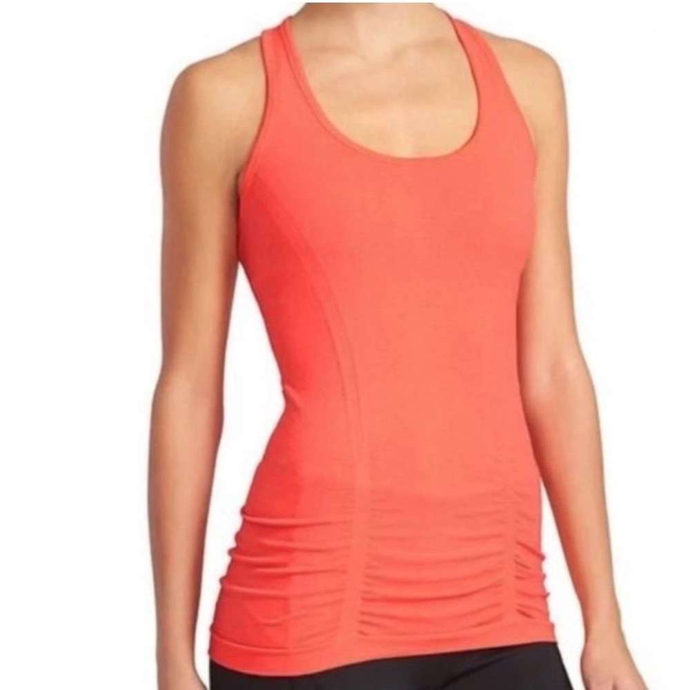 Athleta |‎ Momentum Ruched Tank Top Coral Pink Racerback Athletic Shirt, Size S